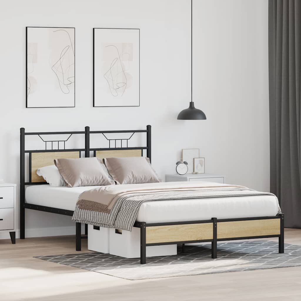 Sonoma Oak Bed Frame 120x200 cm - Engineered Wood, No Mattress