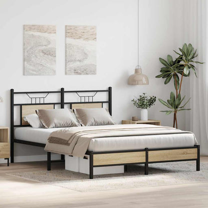 Sonoma Oak Bed Frame 140x200 cm - Engineered Wood, No Mattress