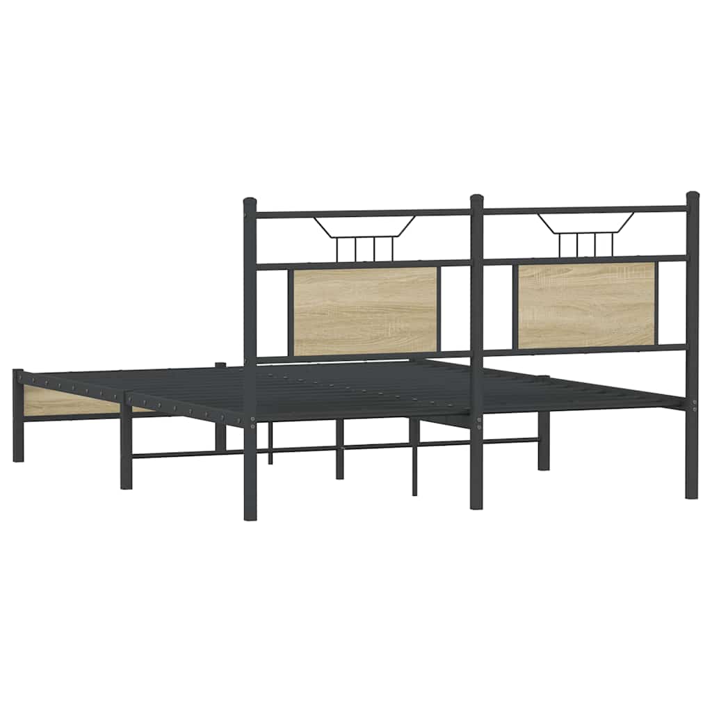 Sonoma Oak Bed Frame 140x200 cm - Engineered Wood, No Mattress