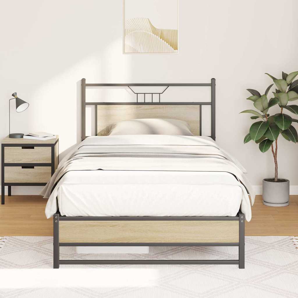 Sonoma Oak Bed Frame 100x200 cm - Engineered Wood, No Mattress