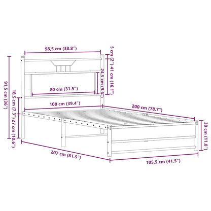 Sonoma Oak Bed Frame 100x200 cm - Engineered Wood, No Mattress