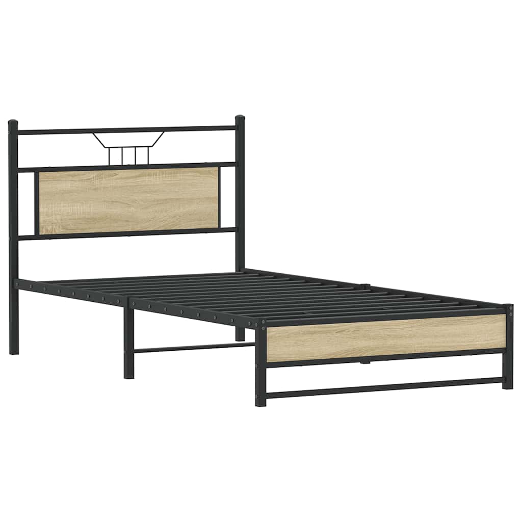 Sonoma Oak Bed Frame 107x203 cm - Engineered Wood, No Mattress Included