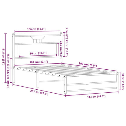 Sonoma Oak Bed Frame 107x203 cm - Engineered Wood, No Mattress Included
