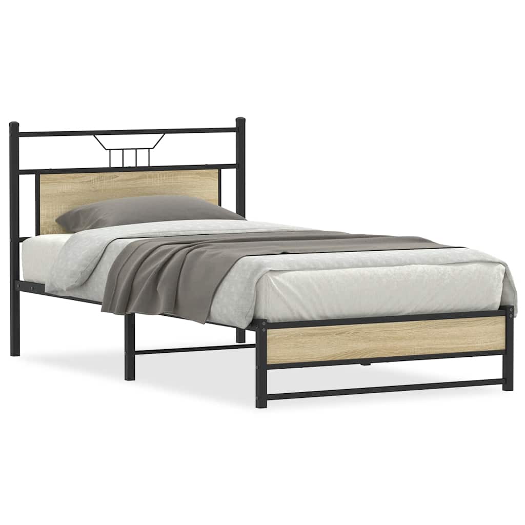 Sonoma Oak Bed Frame 107x203 cm - Engineered Wood, No Mattress Included