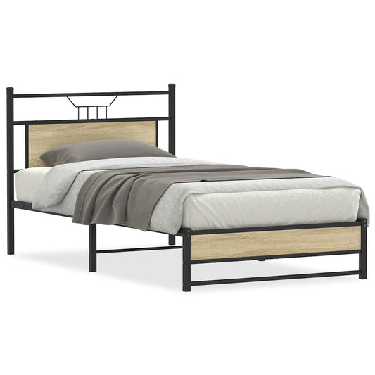 Sonoma Oak Bed Frame 107x203 cm - Engineered Wood, No Mattress Included