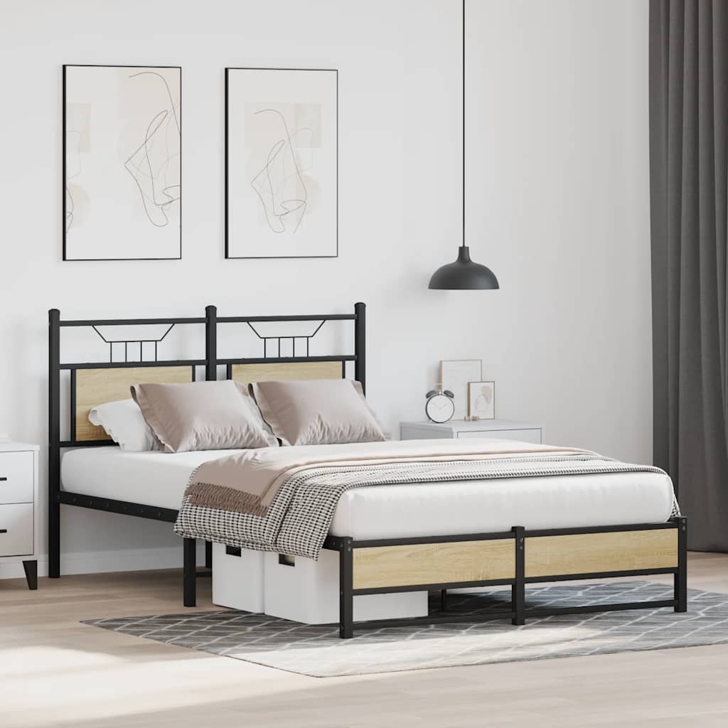 Sonoma Oak Small Double Bed Frame 120x190 cm - Engineered Wood
