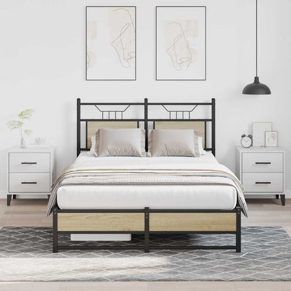 120x200 cm Sonoma Oak Bed Frame, Engineered Wood, No Mattress
