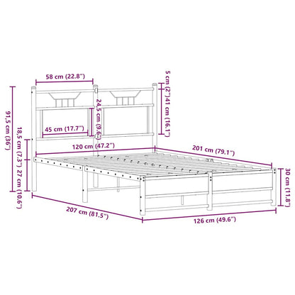 120x200 cm Sonoma Oak Bed Frame, Engineered Wood, No Mattress