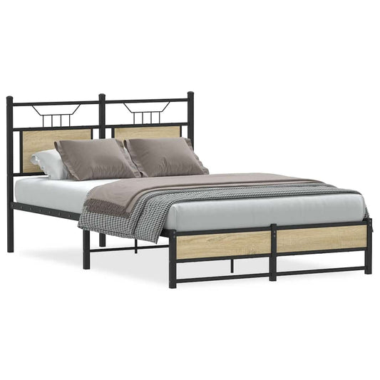 120x200 cm Sonoma Oak Bed Frame, Engineered Wood, No Mattress