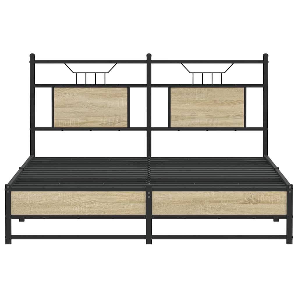 Sonoma Oak 140x190 cm Engineered Wood Bed Frame (No Mattress)