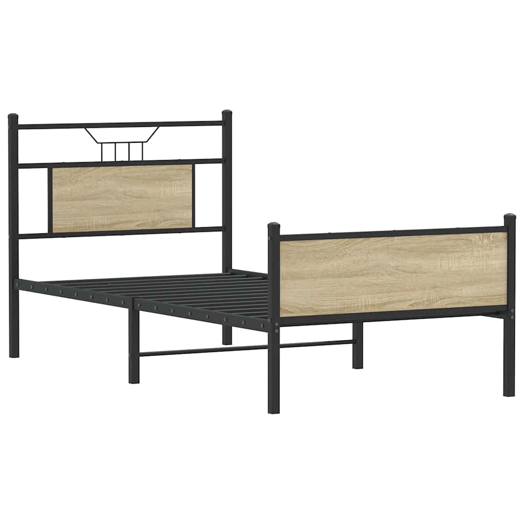 Sonoma Oak Bed Frame 80x200 cm - Engineered Wood, No Mattress