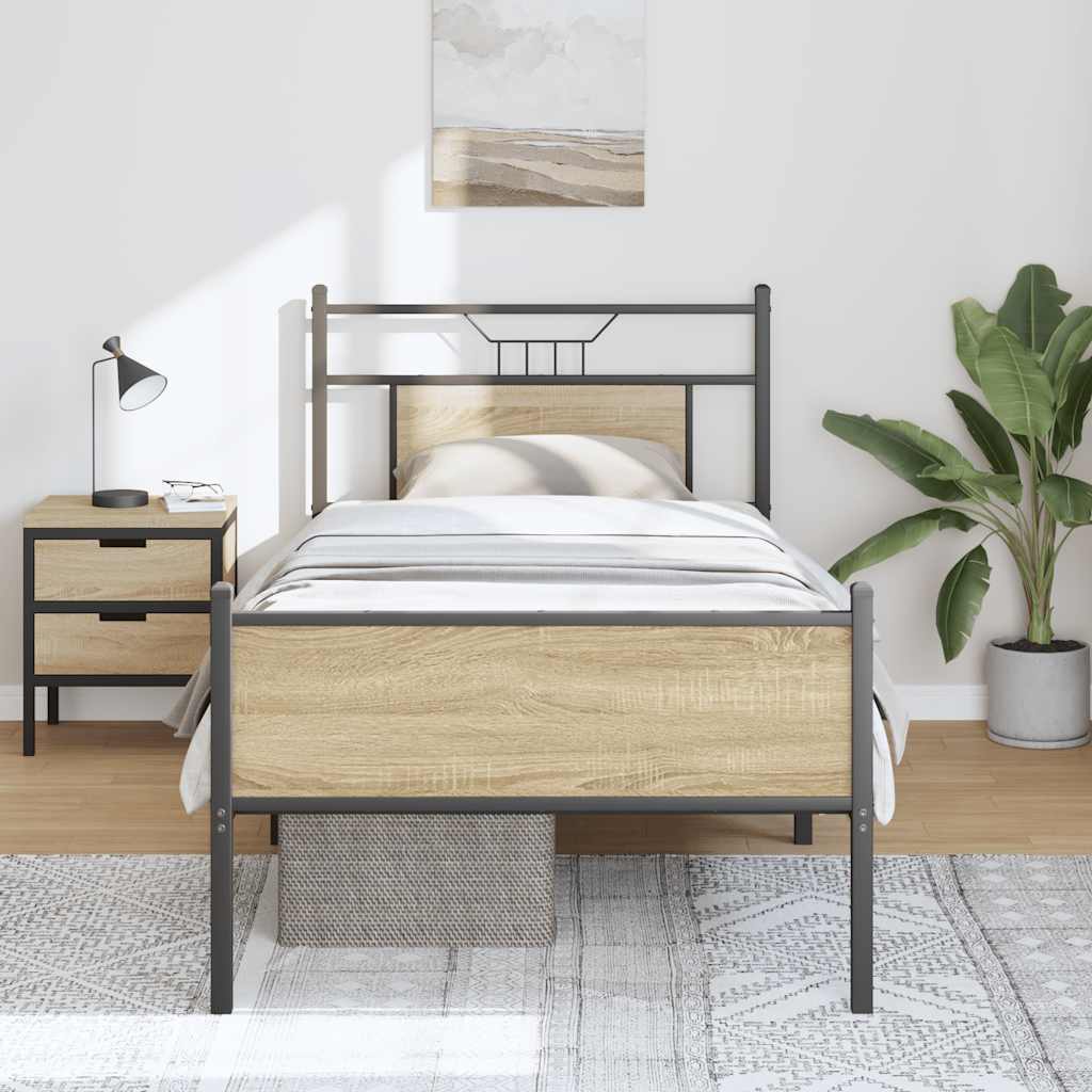 Sonoma Oak Bed Frame 80x200 cm - Engineered Wood, No Mattress
