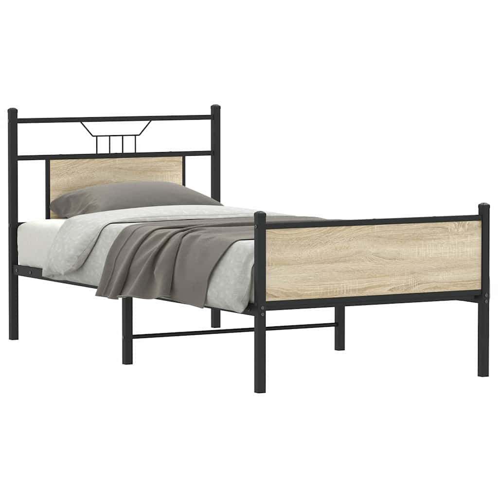 Sonoma Oak Bed Frame 80x200 cm - Engineered Wood, No Mattress