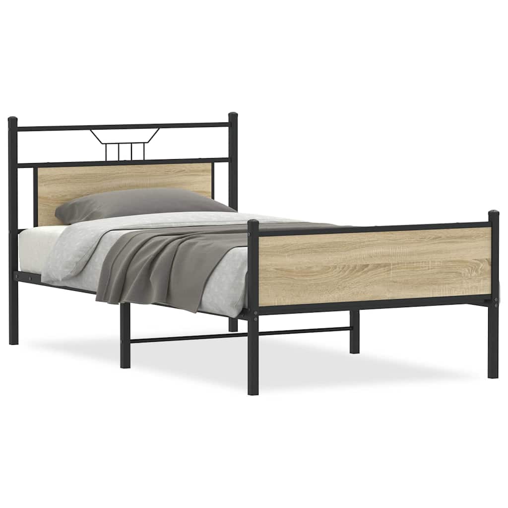 Sonoma Oak Engineered Wood Bed Frame 107x203 cm (No Mattress)