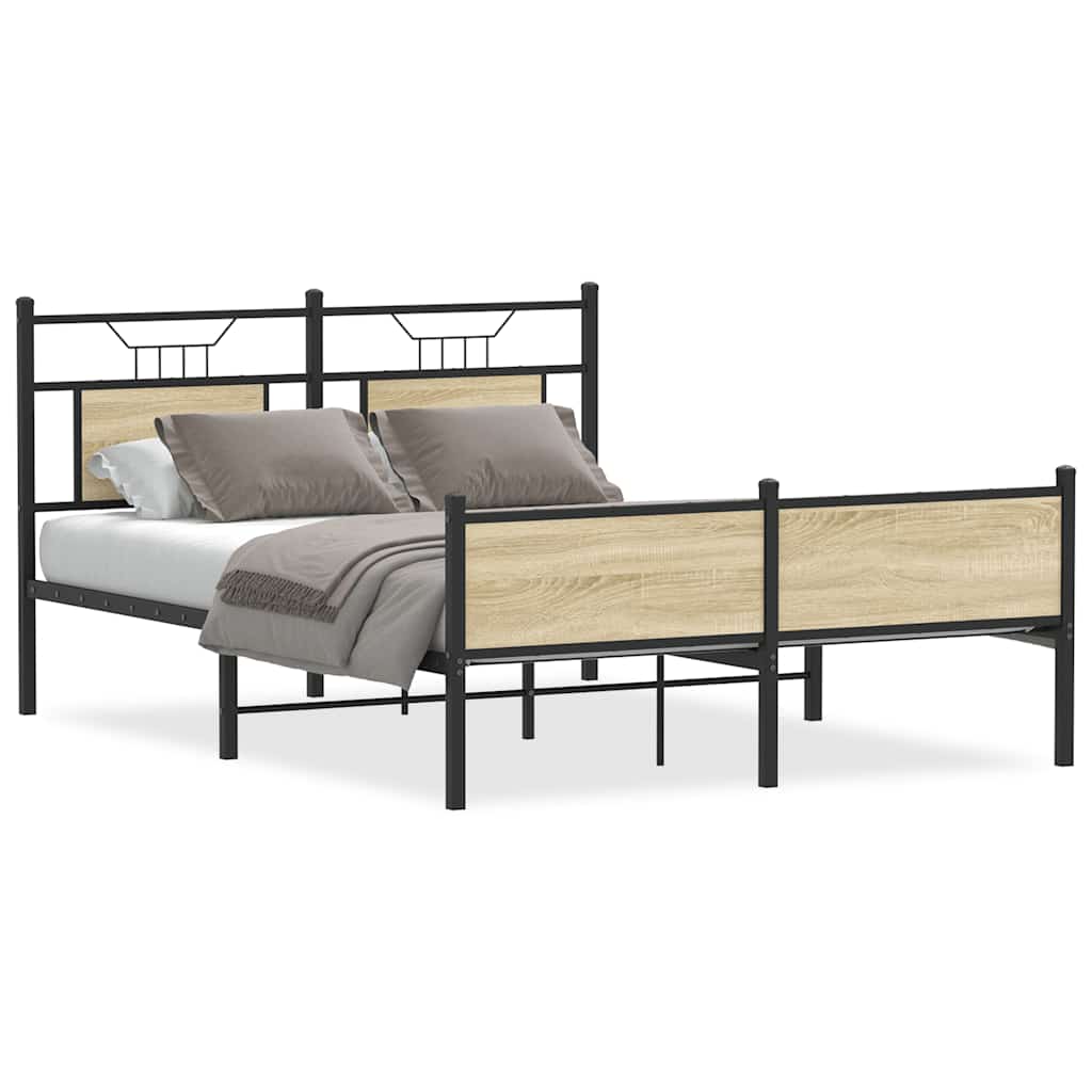 Sonoma Oak Engineered Wood Bed Frame 140x200 cm - No Mattress
