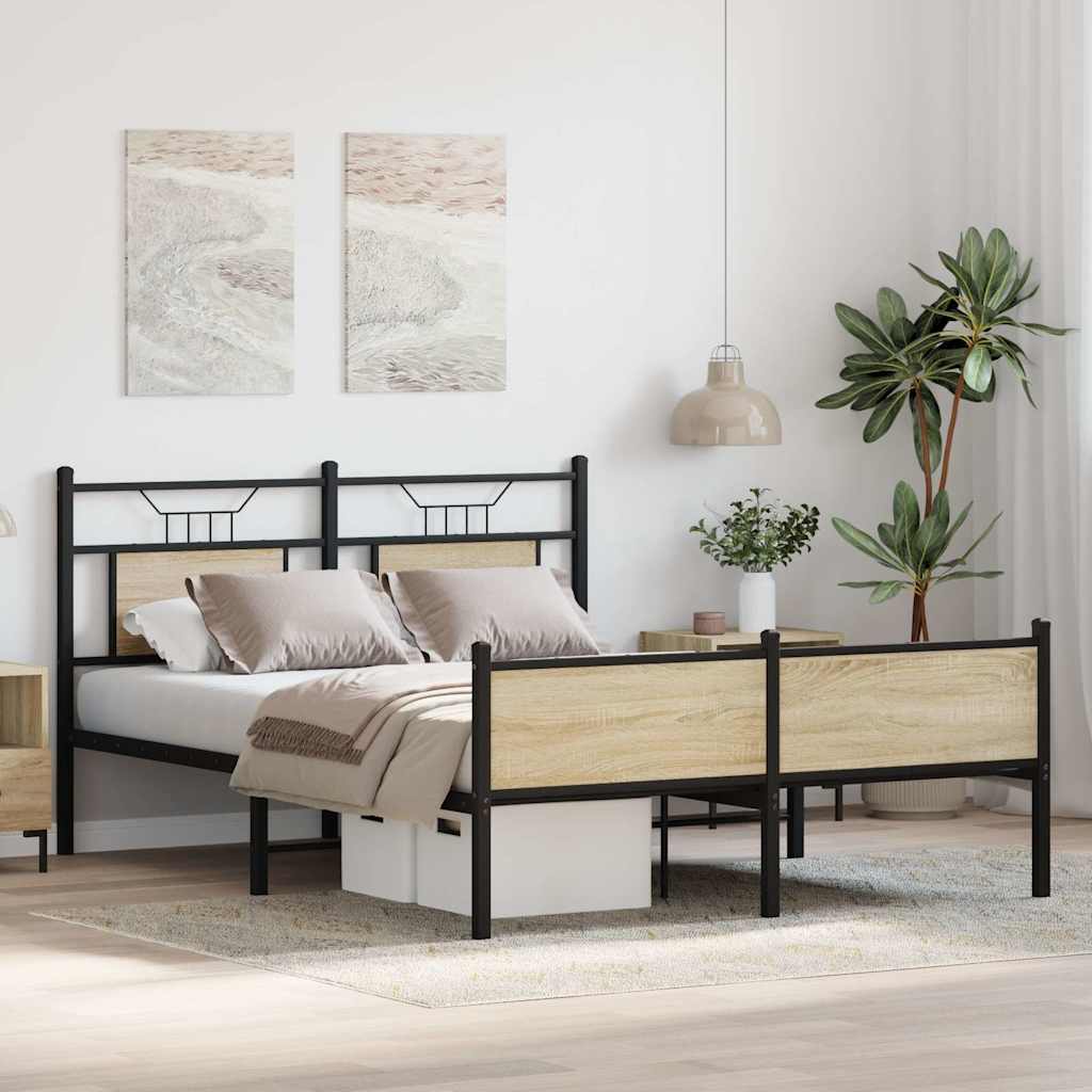 Sonoma Oak Engineered Wood Bed Frame 140x200 cm - No Mattress