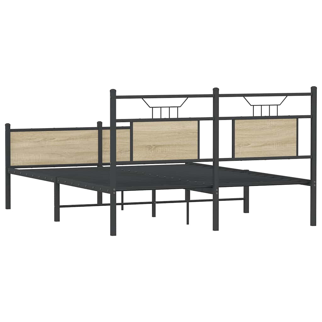Sonoma Oak Engineered Wood Bed Frame 140x200 cm - No Mattress