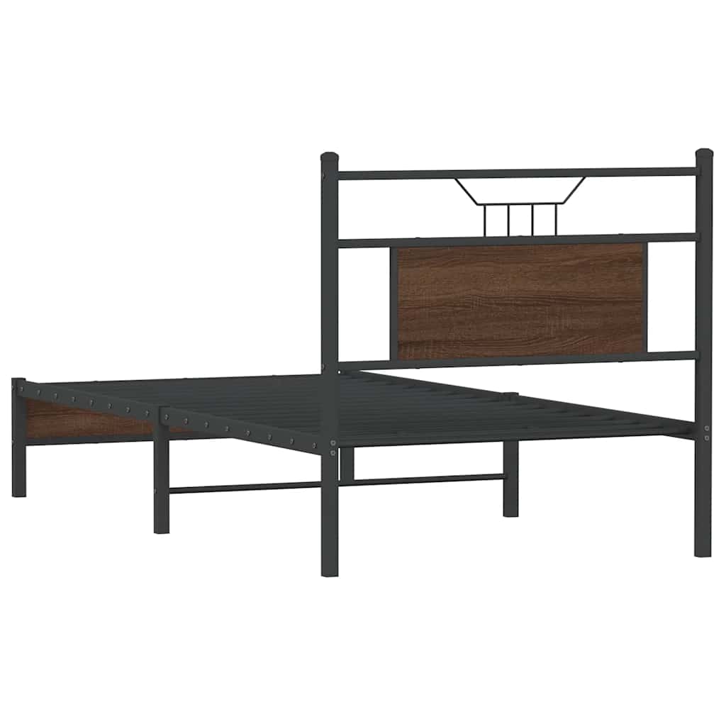 Brown Oak Small Single Bed Frame 75x190 cm - Engineered Wood