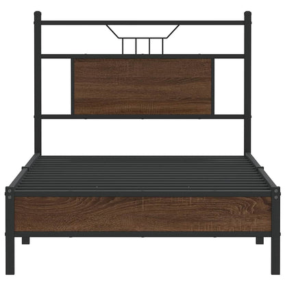 Brown Oak Bed Frame 90x200 cm - Engineered Wood (Mattress Not Included)