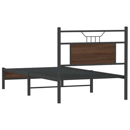 Brown Oak Bed Frame 90x200 cm - Engineered Wood (Mattress Not Included)