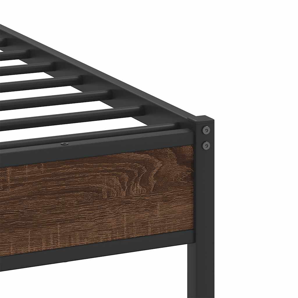 Brown Oak Bed Frame 90x200 cm - Engineered Wood (Mattress Not Included)