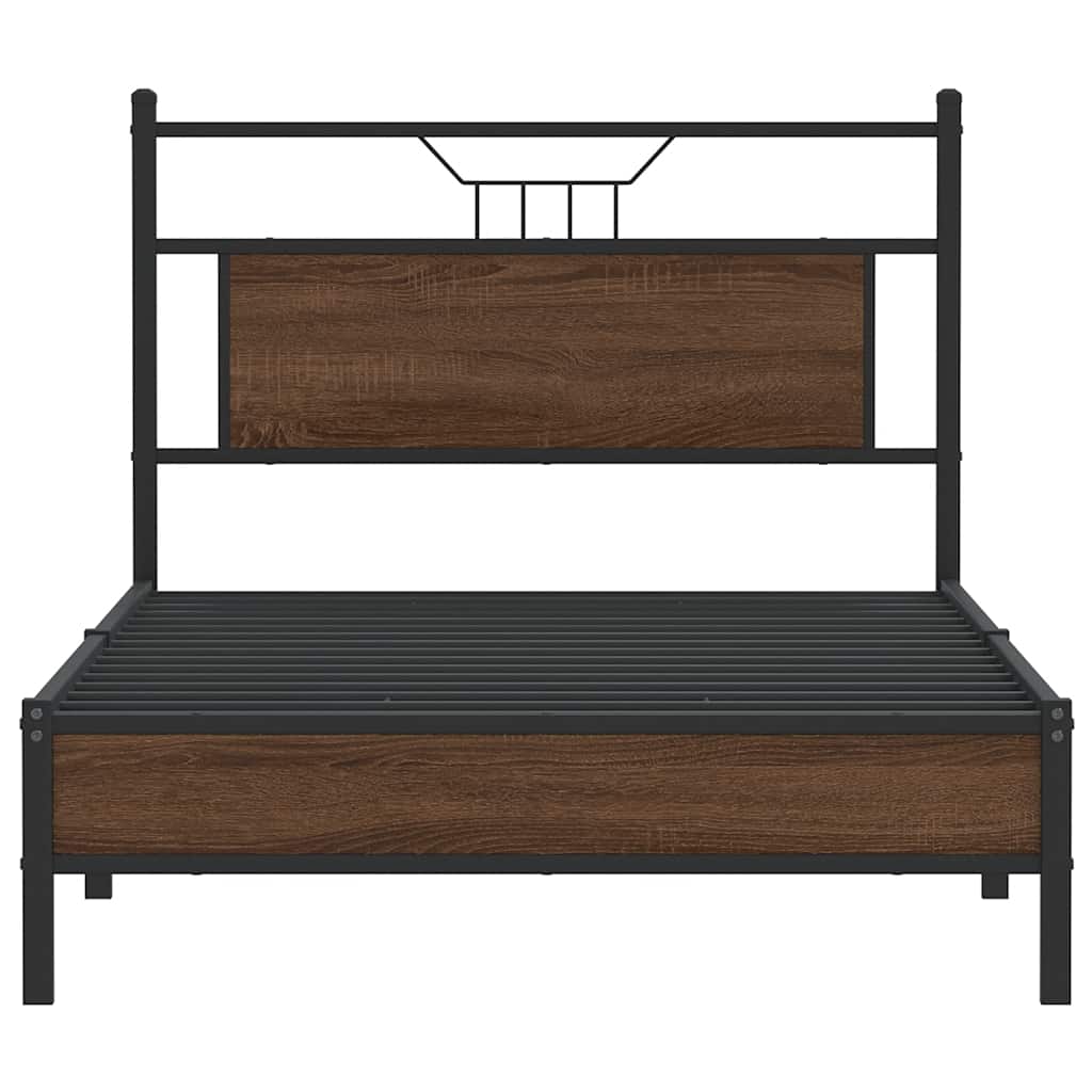 Brown Oak Engineered Wood Bed Frame 100x190 cm (No Mattress)