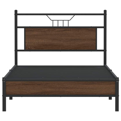 Brown Oak Engineered Wood Bed Frame 100x190 cm (No Mattress)