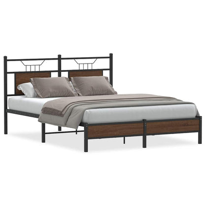 Bed Frame without Mattress Brown Oak 140x200 cm Engineered Wood