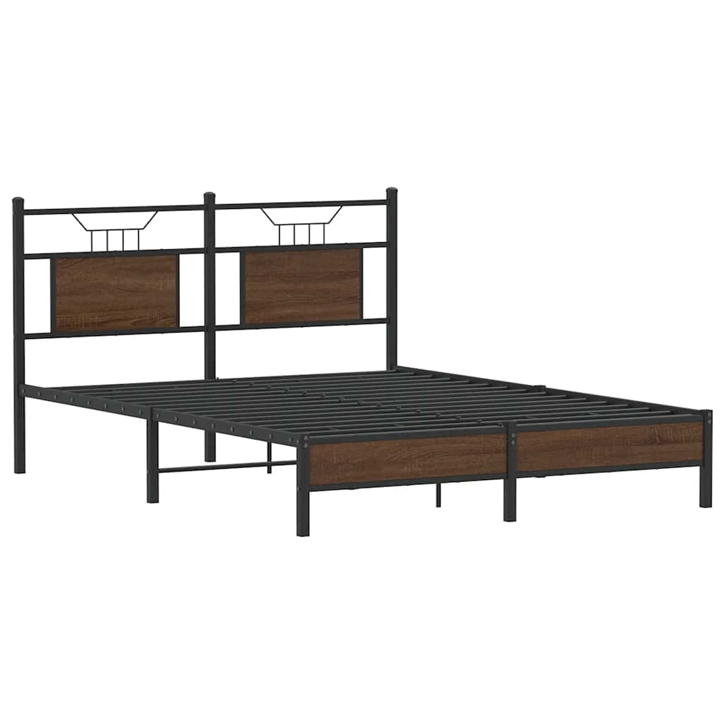 Bed Frame without Mattress Brown Oak 140x200 cm Engineered Wood
