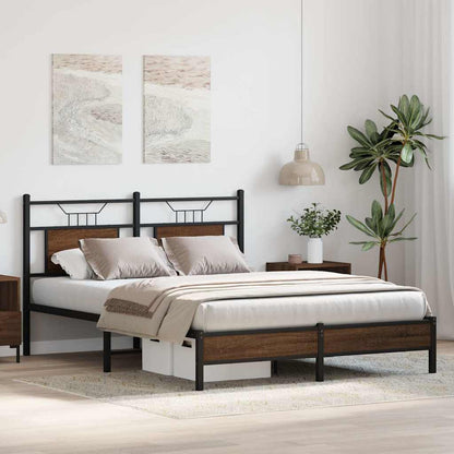 Bed Frame without Mattress Brown Oak 140x200 cm Engineered Wood