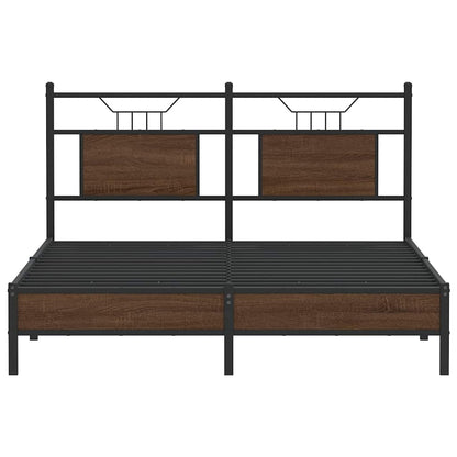 Bed Frame without Mattress Brown Oak 140x200 cm Engineered Wood
