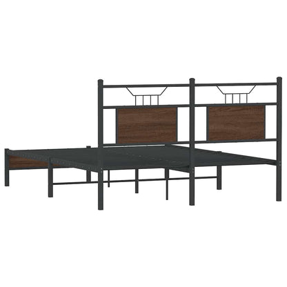 Bed Frame without Mattress Brown Oak 140x200 cm Engineered Wood