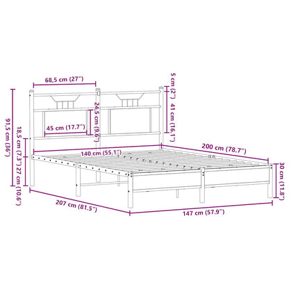 Bed Frame without Mattress Brown Oak 140x200 cm Engineered Wood