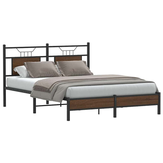 Bed Frame without Mattress Brown Oak 140x200 cm Engineered Wood
