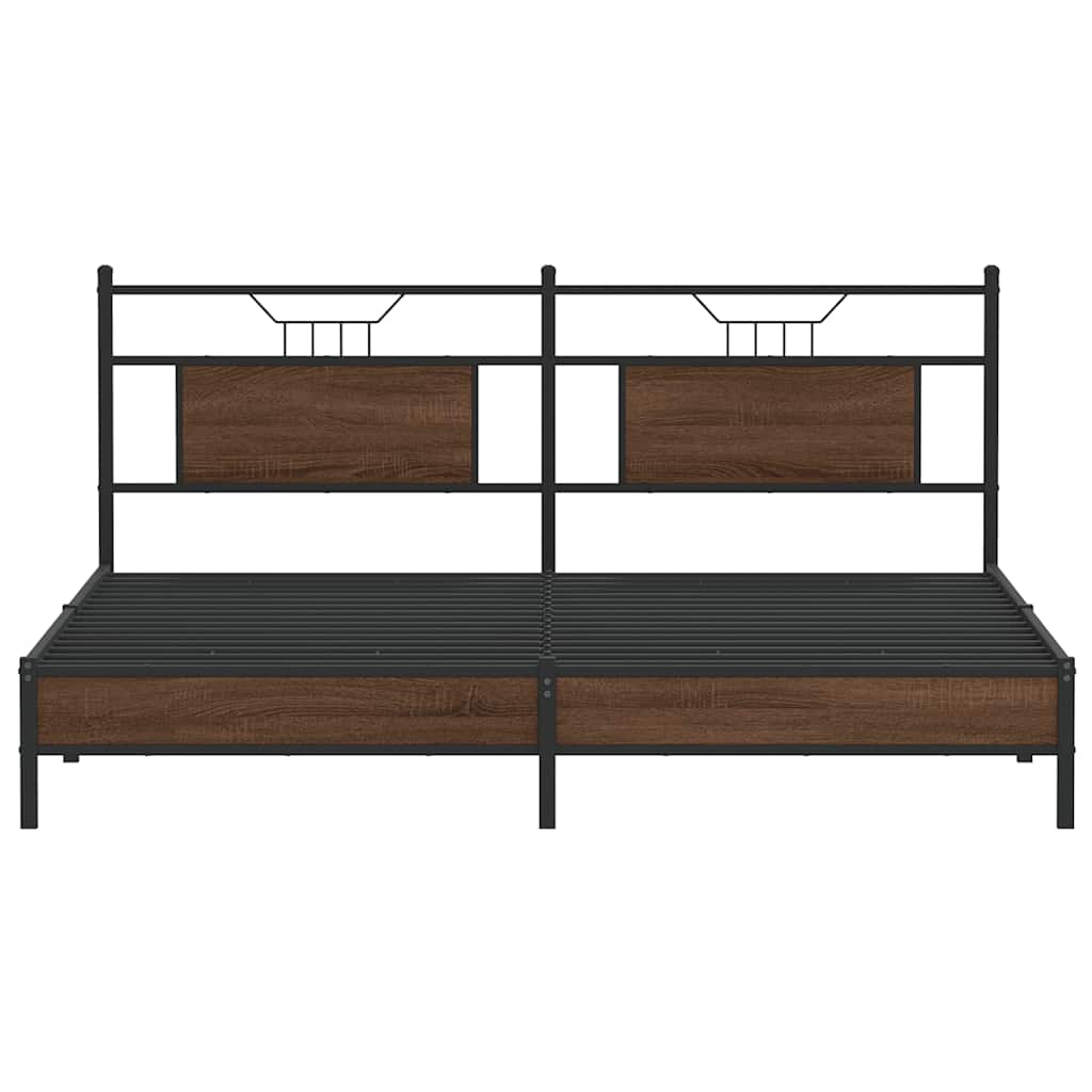 Brown Oak Engineered Wood Bed Frame 183x213 cm - No Mattress Included