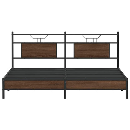 Brown Oak Engineered Wood Bed Frame 183x213 cm - No Mattress Included
