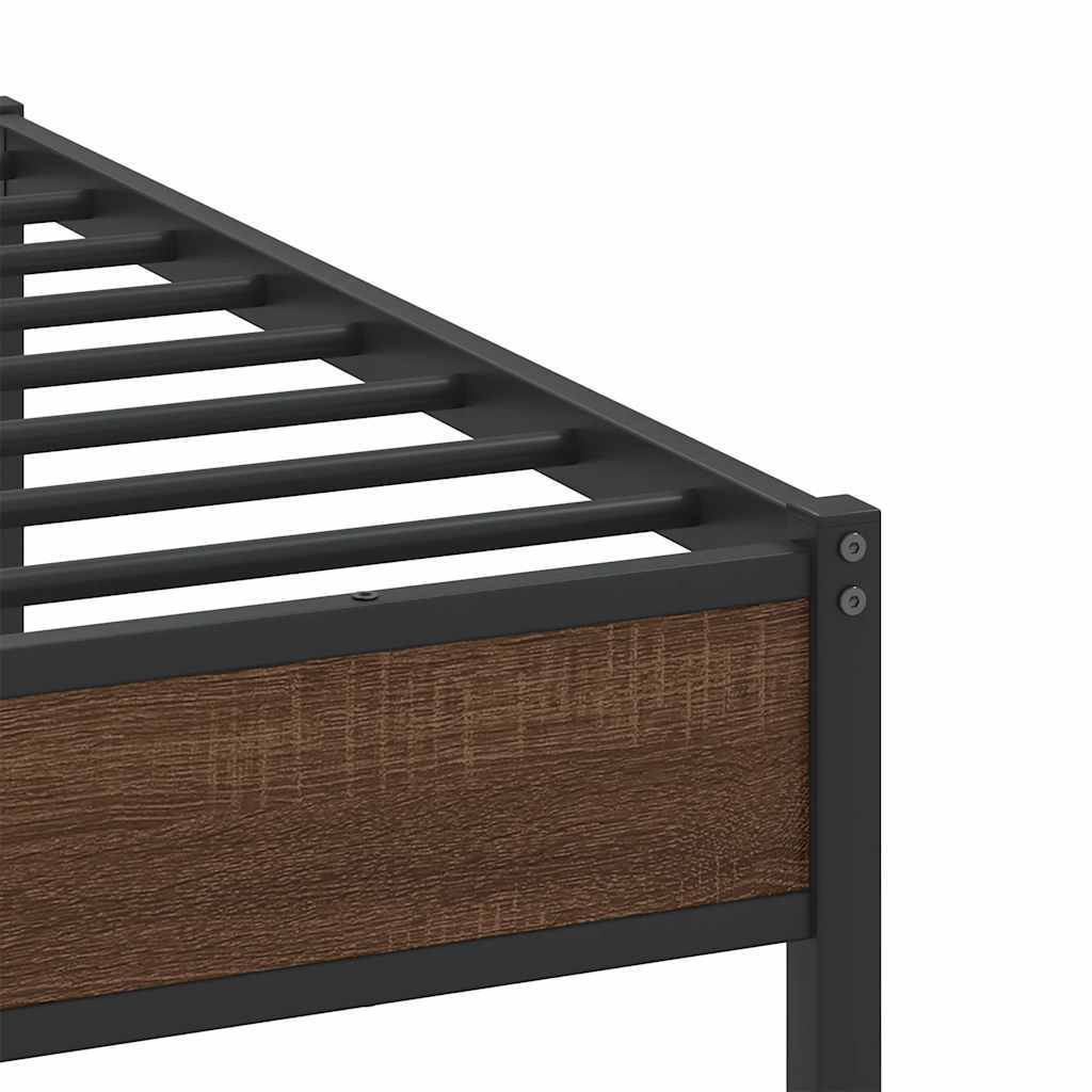 Brown Oak Engineered Wood Bed Frame 183x213 cm - No Mattress Included