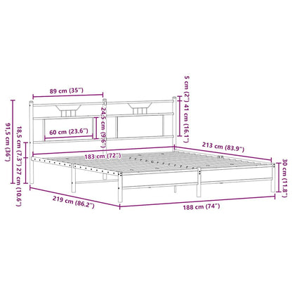 Brown Oak Engineered Wood Bed Frame 183x213 cm - No Mattress Included