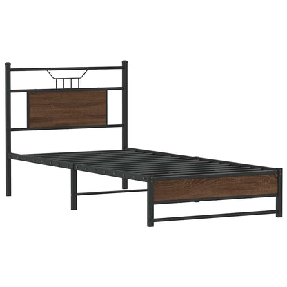 Single Bed Frame Engineered Wood Brown Oak 90x190 cm Without Mattress