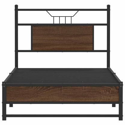 Single Bed Frame Engineered Wood Brown Oak 90x190 cm Without Mattress