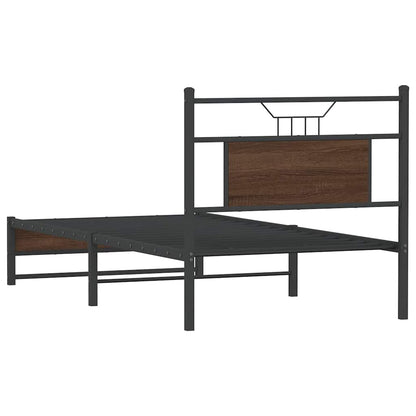 Single Bed Frame Engineered Wood Brown Oak 90x190 cm Without Mattress