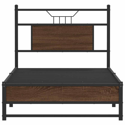 Brown Oak Bed Frame 90x200 cm - Durable Engineered Wood Design