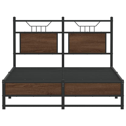 Brown Oak Engineered Wood Bed Frame 120x190 cm Small Double