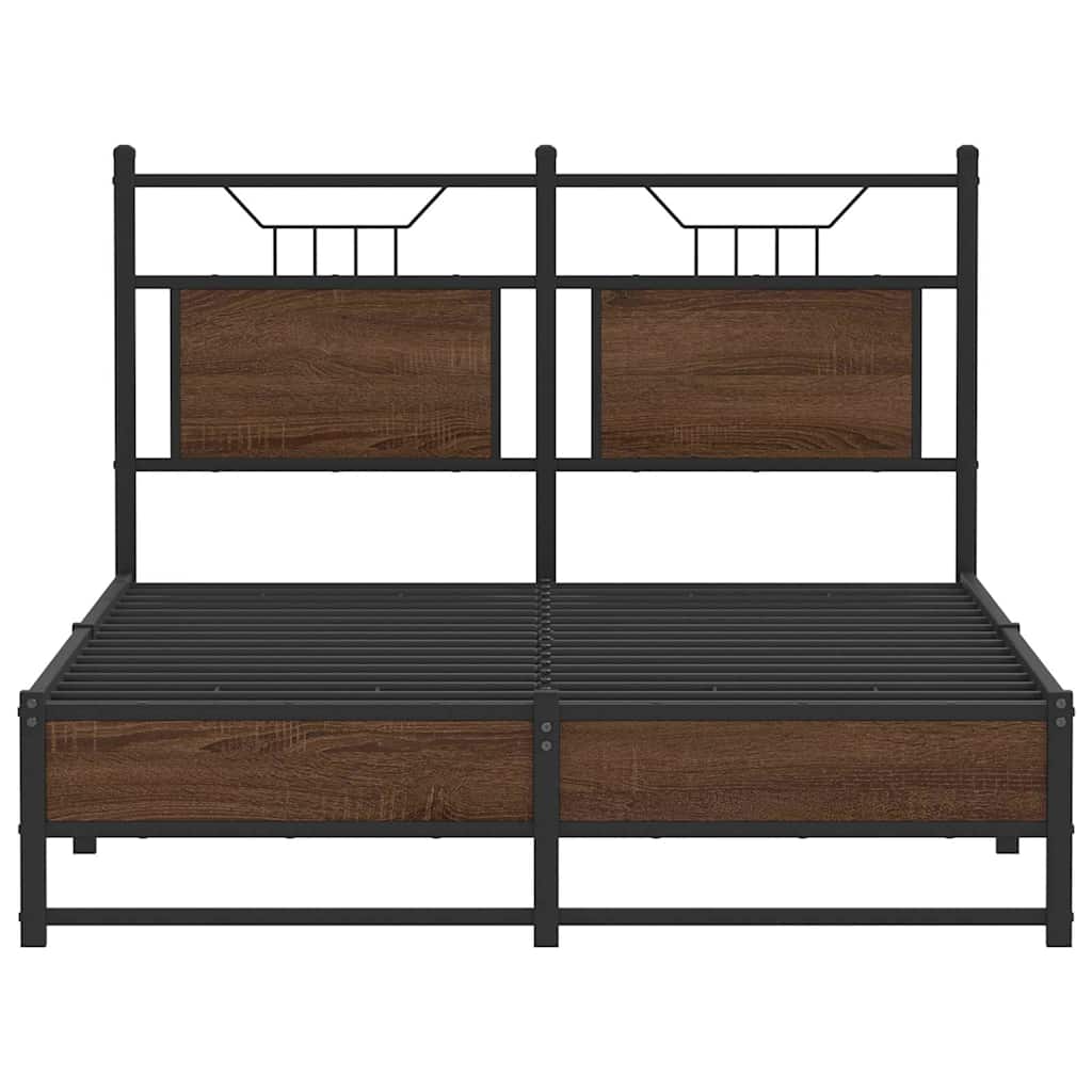 Brown Oak Engineered Wood Bed Frame 120x200 cm - No Mattress