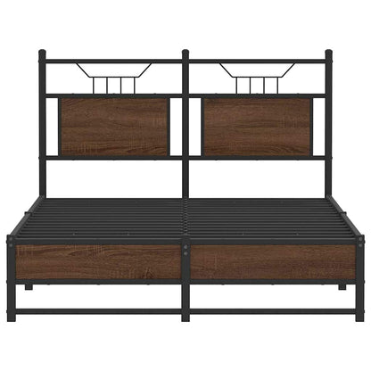 Brown Oak Engineered Wood Bed Frame 120x200 cm - No Mattress