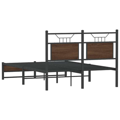 Brown Oak Engineered Wood Bed Frame 120x200 cm - No Mattress