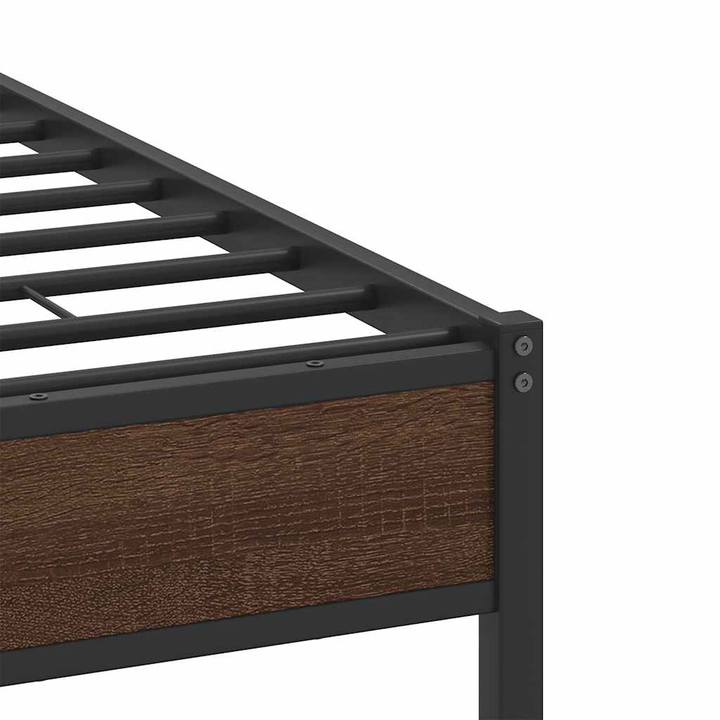Brown Oak Bed Frame 137x190 cm | Engineered Wood | No Mattress Included
