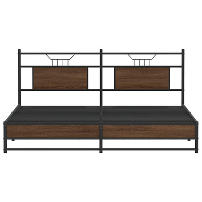 Brown Oak Engineered Wood Bed Frame 160x200 cm (Without Mattress)