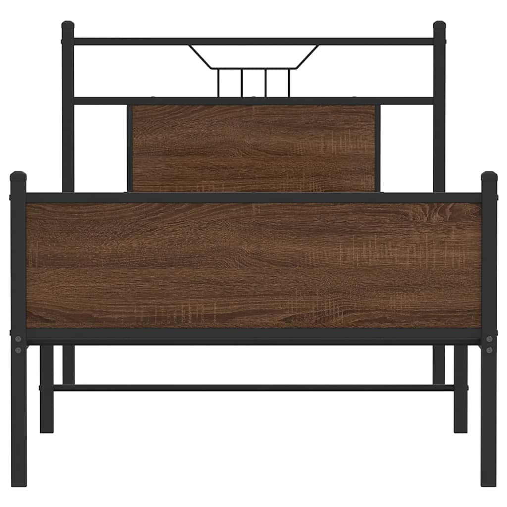 Brown Oak Bed Frame 75x190 cm - Small Single, Engineered Wood
