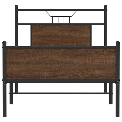 Brown Oak Bed Frame 75x190 cm - Small Single, Engineered Wood
